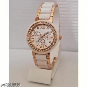 stylish round mina dial metal strap watch for girls & women analog tatan white dial women’s watch