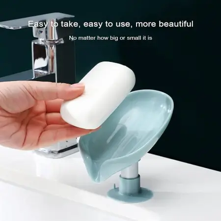 ai5vxvxbhfehfl82gnrrxdqsn3jqvfapq6yenibj.webp Self Draining Soap Holder for Bathroom Leaf Shape Soap Dish Kitchen Soap Tray ( default, Standard ).