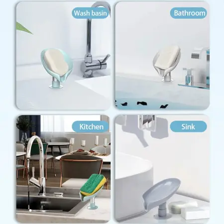 tpstfep95dugvis3hys1arokoxf19hrdqp4mxqlm.webp Self Draining Soap Holder for Bathroom Leaf Shape Soap Dish Kitchen Soap Tray ( default, Standard ).