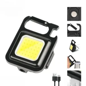 Home Rechargeable Keychain Mini Flashlight with 4 Light Modes, Ultralight Portable Pocket Light with Folding Bracket Bottle Opener and Magnet Base for Camping Walking ( default, Standard ).